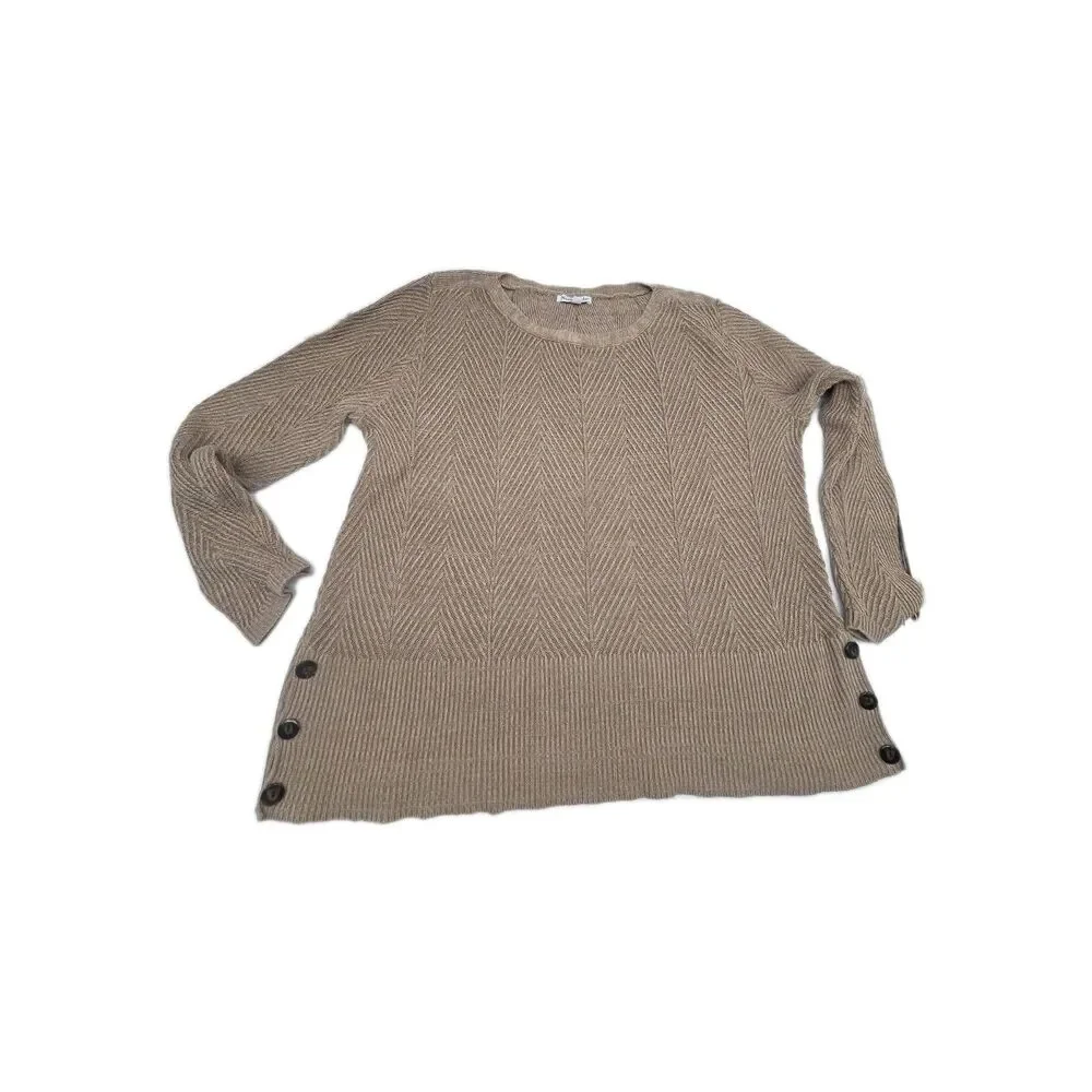 North Style Womens Shaker Knit Sweater Size XL Tan Beige